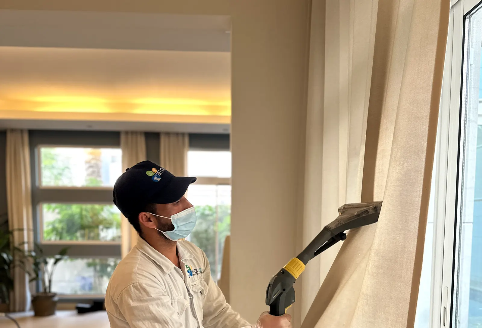Curtain and upholstery steam cleaning